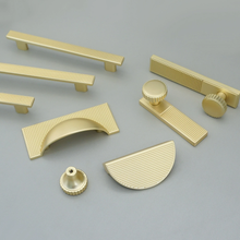 Load image into Gallery viewer, 2.5&quot;-7.55&quot; Unique Semicircle Brushed Brass Pulls, Knobs &amp; Handles | Kitchen, Drawer, Wardrobe, Cabinet &amp; Dresser Hardware
