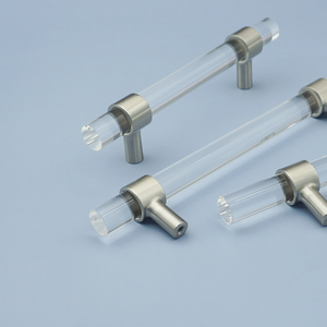 Customizable Clear Acrylic & Brushed Nickel Pulls | Drawer & Dresser Knobs, Cabinet Door & Bathroom Handles, Bar Pull Hardware
