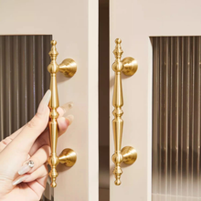 Load image into Gallery viewer, 3.78&quot;, 5&quot;, 6.3&quot; Brushed Brass Kitchen Door Handles | Solid Drawer &amp; Cabinet Pulls, Dresser Knobs &amp; Hardware
