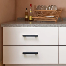 Load image into Gallery viewer, 3.78&quot;-10&quot; Black Leather &amp; Dark Brown Handles, Pulls &amp; Knobs | Cabinet, Drawer &amp; Cupboard Hardware

