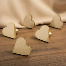 Load image into Gallery viewer, Brass Heart Knobs | Cabinet &amp; Drawer Pulls, Dresser &amp; Kitchen Cupboard Handles, Furniture Hardware
