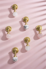 Load image into Gallery viewer, Crystal Stone &amp; Brass Knobs, Pulls &amp; Handles (Pink, White, Clear) | Ball Drop Design for Dresser, Drawer &amp; Cabinet Door Hardware
