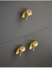 Load image into Gallery viewer, Ginkgo Biloba Leaf Brass Knobs | Cabinet &amp; Drawer Pulls, Kitchen Handles, Cabinet Hardware
