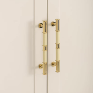 5"-7.55" Deep Blue Green Leather, Brass & Cream Knobs, Pulls & Handles | Kitchen, Cabinet, Drawer, Cupboard, Wardrobe & Closet Hardware