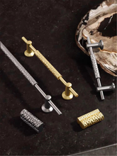 Load image into Gallery viewer, 1.25&quot;, 3.78&quot;, 5&quot;, 7.56&quot;, 10&quot; Gold Hammered &amp; Black Nickel Pulls | Kitchen &amp; Cabinet Handles, Drawer Knobs, Art Decor Hardware

