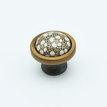 Load image into Gallery viewer, 96mm Ceramic Brass Handles Pulls Knobs - Brown White Vintage Rural Chic Cabinet Hardware
