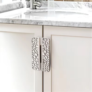 3.78", 5", 7.56" Gold Square & Brushed Nickel Knobs | Art Decor Crater & Semicircle Drawer Handles, Cabinet & Gorgeous Hardware