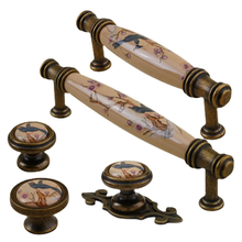 Load image into Gallery viewer, 3&quot;, 3.78&quot;, 5&quot; Vintage Aged Brass &amp; Ceramic Knobs &amp; Pulls | Drawer, Dresser, Kitchen &amp; Cabinet Handles
