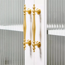 Load image into Gallery viewer, 3&quot;, 3.78&quot;, 5&quot;, 6.3&quot; Brushed Brass Kitchen Handles | Unique Wardrobe &amp; Drawer Pulls, Cupboard Knobs, Hardware
