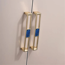 Load image into Gallery viewer, Sapphire Blue &amp; Gold Knobs, Pulls &amp; Handles | Cabinet, Cupboard, Wardrobe, Dresser Drawer &amp; Furniture Hardware

