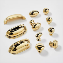 Load image into Gallery viewer, 2.5&quot; Gold Cup Solid Brass Knobs &amp; Pulls | Polished Exquisite Mini Cabinet, Drawer &amp; Kitchen Handles, Gift-Worthy Gold Hardware
