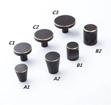 Load image into Gallery viewer, Brass Black &amp; Gold Vintage Retro Cabinet Knobs | Drawer &amp; Dresser Pulls, Door Handles
