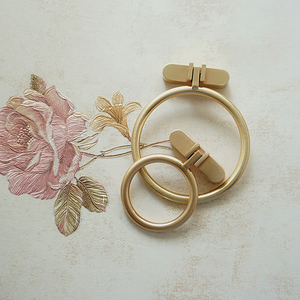 1.25" Round Brass Drop Ring Knobs & Pulls (Black Accent) | Cabinet Door, Drawer & Dresser Hardware