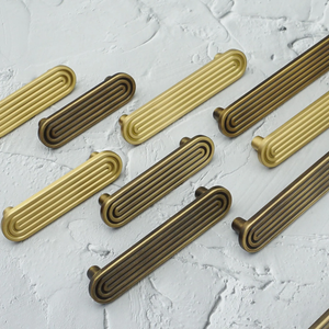 2.5"-5" Unique Track Design Solid Brass & Antique Bronze Knobs, Pulls & Handles | Cabinet, Drawer, Cupboard, Dresser & Kitchen Hardware