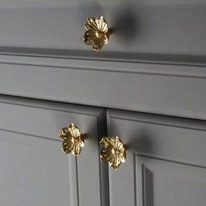 Gold Brass Flower Knobs, Pulls & Handles | Drawer, Cabinet, Dresser, Kitchen Cupboard & Furniture Hardware