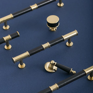 5"-7.55" Deep Blue Green Leather, Brass & Cream Knobs, Pulls & Handles | Kitchen, Cabinet, Drawer, Cupboard, Wardrobe & Closet Hardware