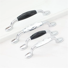 Load image into Gallery viewer, 3.75&quot;, 5&quot; (96, 128mm) Black Clear Crystal Pulls | Silver Chrome Handles, Dresser &amp; Kitchen Cabinet Hardware, Furniture Pulls
