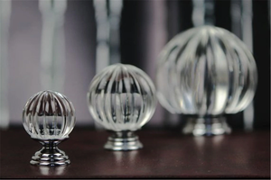 Pumpkin Glass & Crystal Knobs | Clear Chrome Silver Dresser & Drawer Pulls, Cabinet & Cupboard Door Handles, Hardware