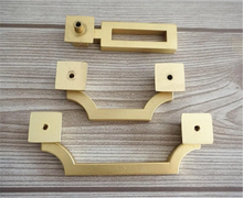 Load image into Gallery viewer, 2.5&quot;, 3.75&quot; (64, 96mm) Brushed Gold Brass Vintage Drop Pulls | Dresser &amp; Drawer Knobs, Kitchen Cabinet Door Handles, Hardware
