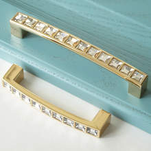 Load image into Gallery viewer, 3.78&quot;-5&quot; (64-128mm) Clear Gold Rhinestone Bling Pulls, Knobs &amp; Handles | Dresser Drawer, Kitchen Cabinet Door Decor Hardware
