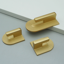 Load image into Gallery viewer, Track Design Brushed Brass Drawer Pulls | Unique Kitchen Cabinet &amp; Wardrobe Cupboard Handles, Dresser Knobs, Pulls
