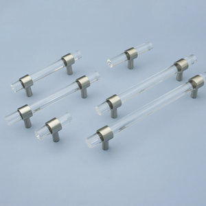 Customizable Clear Acrylic & Brushed Nickel Pulls | Drawer & Dresser Knobs, Cabinet Door & Bathroom Handles, Bar Pull Hardware