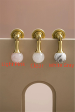 Load image into Gallery viewer, Crystal Stone &amp; Brass Knobs, Pulls &amp; Handles (Pink, White, Clear) | Ball Drop Design for Dresser, Drawer &amp; Cabinet Door Hardware
