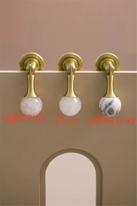 Crystal Stone & Brass Knobs, Pulls & Handles (Pink, White, Clear) | Ball Drop Design for Dresser, Drawer & Cabinet Door Hardware
