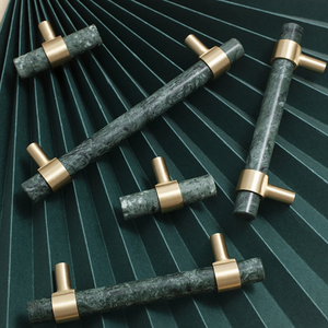 Marble (Black, Green, White) Kitchen Cabinet Pulls | Brass Luxury Dresser Handles, Drawer Knobs, Closet Hardware & Decor