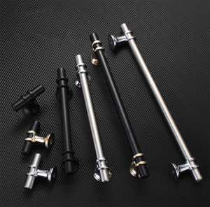 3.75", 5.0", 6.3", 7.55" (96, 128, 160, 192mm) Black & Gold Modern Drawer Pulls | Kitchen Cabinet & Door Handles, Dresser Knobs
