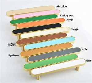 3.78"-5" Colorful Leather & Brass Knobs, Pulls & Handles (Black, Green, Blue, Pink) | Drawer, Cabinet & Kitchen Hardware