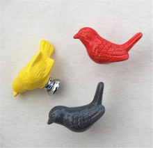 Load image into Gallery viewer, Bird Ceramic Knobs, Pulls &amp; Handles (Blue, Yellow) | Kids-Friendly Dresser, Drawer &amp; Cabinet Furniture Decor
