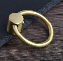 Load image into Gallery viewer, Pure Brass Gold Ring Pulls | Drop Drawer Handles, Dresser &amp; Kitchen Cabinet Knobs | Decor Hardware
