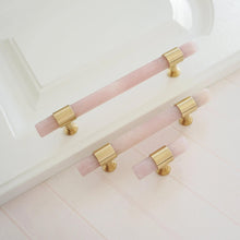 Load image into Gallery viewer, 3.78&quot;, 5&quot; Light Pink &amp; Clear White Nature Stone Kitchen Handles | Cabinet Pulls, Dresser &amp; Closet Drawer Pulls | Luxury Decor
