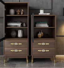 Load image into Gallery viewer, Gold Clear Glass &amp; Crystal Drawer Knobs | Rhinestone Cabinet Door Handles with Back Plate | Dresser &amp; Furniture Hardware
