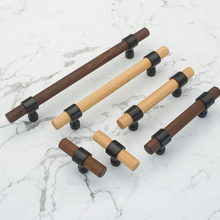 Load image into Gallery viewer, Customizable Wood Drawer Pulls | Walnut &amp; Beech Cupboard &amp; Cabinet Handles, Adjustable Dresser Knobs
