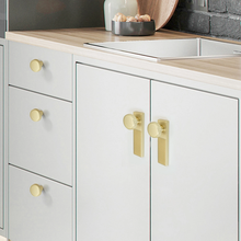 Load image into Gallery viewer, 2.5&quot;-7.55&quot; Unique Semicircle Brushed Brass Pulls, Knobs &amp; Handles | Kitchen, Drawer, Wardrobe, Cabinet &amp; Dresser Hardware
