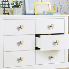 Load image into Gallery viewer, Brass Heart Knobs | Cabinet &amp; Drawer Pulls, Dresser &amp; Kitchen Cupboard Handles, Furniture Hardware
