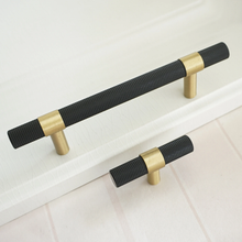 Load image into Gallery viewer, 3.78&quot;, 5.0&quot; Black Brass T Bar Drawer Pulls | Cabinet Door &amp; Closet Wardrobe Handles, Dresser Knobs, Furniture Hardware
