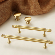 Load image into Gallery viewer, 3.78&quot;, 5&quot;, 7.55&quot;, 10&quot; Brushed Brass Drawer Pulls &amp; Knobs | Kitchen &amp; Cabinet Handles, Dresser &amp; Door Knobs, Kitchen Hardware
