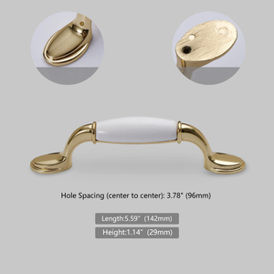 2.5"-6.3" Shiny Gold & White Ceramic Knobs, Pulls & Handles | Dresser, Drawer, Kitchen Cabinet & Door Hardware