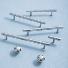 Load image into Gallery viewer, 3&quot;, 3.78&quot;, 5.0&quot;, 6.3&quot;, 8.8&quot;, 12.6&quot; Hammered Solid Brass &amp; Chrome Drawer Pulls | Cabinet &amp; Dresser Knobs, Hardware
