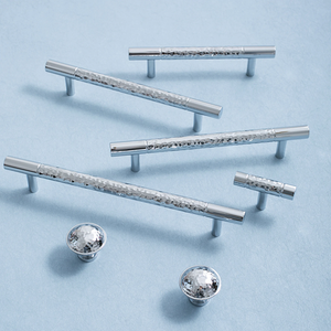3", 3.78", 5.0", 6.3", 8.8", 12.6" Hammered Solid Brass & Chrome Drawer Pulls | Cabinet & Dresser Knobs, Hardware