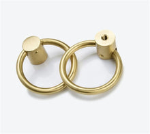 Load image into Gallery viewer, Pure Brass Gold Ring Pulls | Drop Drawer Handles, Dresser &amp; Kitchen Cabinet Knobs | Decor Hardware

