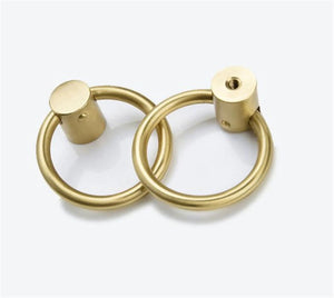 Pure Brass Gold Ring Pulls | Drop Drawer Handles, Dresser & Kitchen Cabinet Knobs | Decor Hardware