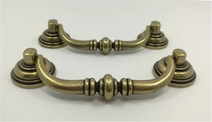 3.5"-4.1" (90-105mm) Antique Bronze Drop Bail Knobs, Pulls & Handles | Dresser, Drawer, Kitchen Cabinet & Furniture Hardware