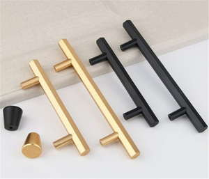 3.78", 5", 6.3", 7.55" (96mm, 128mm, 160mm, 192mm) Brass Black Hexagon Pulls | Modern Kitchen Cabinet Door Handles, Dresser & Drawer Knobs