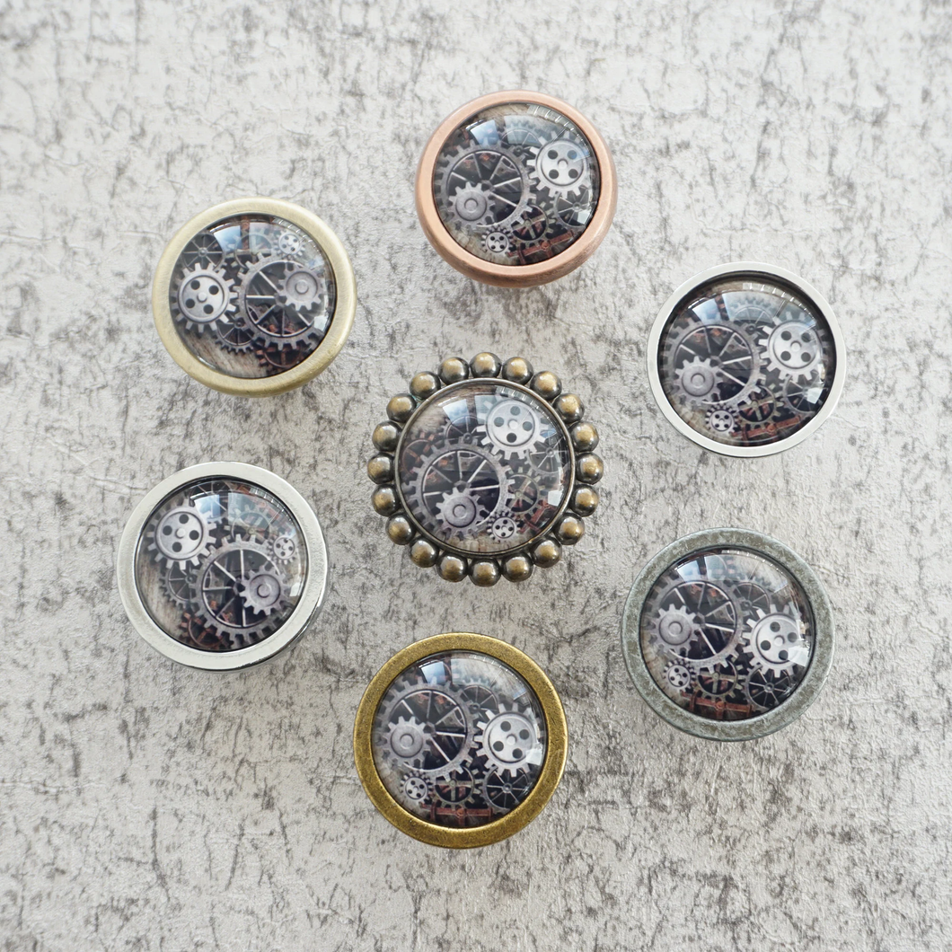 Steampunk Gear Vintage Antique Knobs, Pulls & Handles (Bronze, Silver, Glass) | Unique Cabinet, Drawer, Dresser & Kitchen Door Hardware