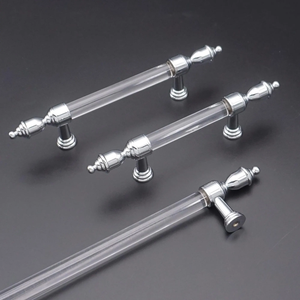 Art Decor Clear Acrylic & Chrome Crystal Knobs, Pulls & Handles | Cabinet, Drawer, Kitchen, Dresser, Bathroom & Door Hardware