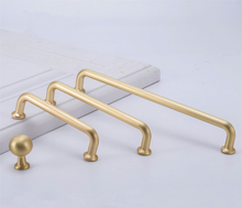 Load image into Gallery viewer, 3.78&quot;(96mm), 5&quot;(128mm), 7.55&quot;(192mm) Brushed Brass &amp; Black Knobs &amp; Pulls | Cabinet, Dresser, Drawer, Kitchen &amp; Cupboard Handles
